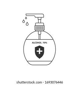 Line icon design, Hand sanitizer pump bottle, washing gel, alcohol gel, illustration, isolated on white background,editable stroke - Vector