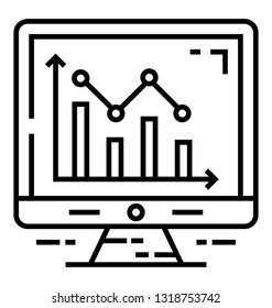 Line icon design of online analytics 