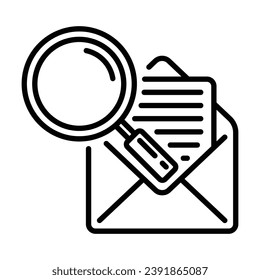 line icon design of read or open email with search for documents or notes