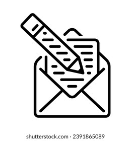 line icon design of read or open email with notif of edit or take notes
