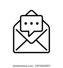 line icon design of read or open email with notif of feedback comments or opinions