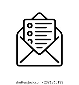 diseño de icono de línea de correo electrónico de lectura o de apertura con lista de notas de tarea