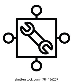 Line icon design of repairing tool, a spanner representing maintenance