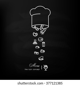 Line icon design of web banner template with outline icons of master class for culinary art cooking process.Modern vector illustration concept for website or infographics.