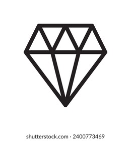 line icon diamond gemstone flat vector illustration