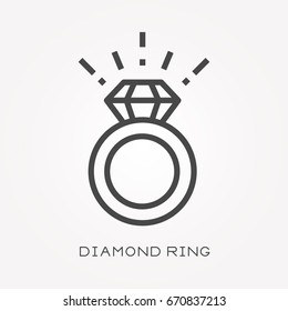 Line icon diamond ring