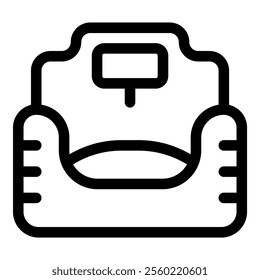 Line icon of a digital baby scale displaying increasing weight measurements, ideal for healthcare and childcare content