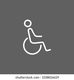 Line icon of disabled man sign. Disabled person parking sign, restroom sign, seat for disabled. Disabled people concept. Can be used for web pictograms, design and application icons