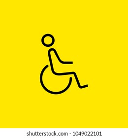 Line icon of disabled man sign. Disabled person parking sign, restroom sign, seat for disabled. Disabled people concept. Can be used for web pictograms, design and application icons