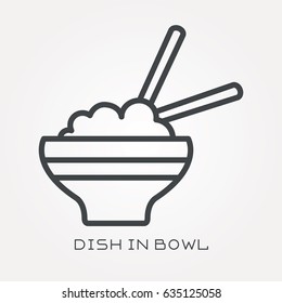 Line icon dish in bowl