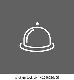 Line icon of dish with cloche. Restaurant, dinner, menu. Food concept. Can be used for topics like meal, kitchenware, service