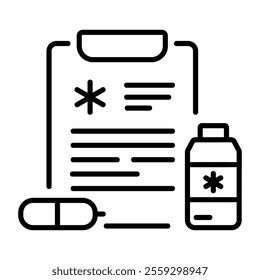 A line icon of doctor prescription 