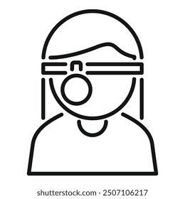 Line icon of a doctor wearing a head mirror, typically used for ear, nose, and throat examinations