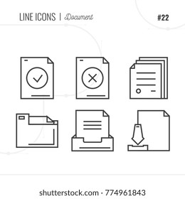 Line Icon of Document, File, Isolated Object. Line icons set. 