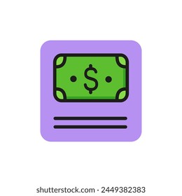Line icon of dollar banknote. Cash payment, currency exchange, credit. Money concept. Can be used for topics like banking, finance, business