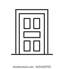 Line icon of door frame used in architecture, interior design, and construction blueprints. Editable stroke. vector illustration