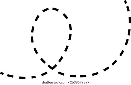 Line icon. Dotted path and location pin. Route location two pin sign and dotted line. Travel vector isolated on transparent background. line curve simple direction shape symbol