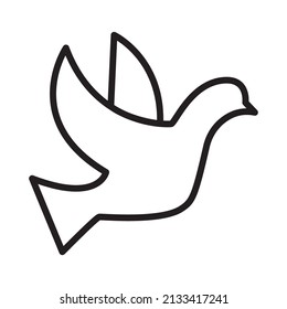 Line icon, dove of peace sign, vector graphics, on a white background