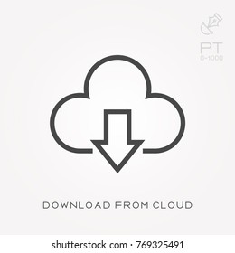 Line icon download from cloud