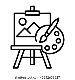 Icono de línea dibujando en caballete sobre fondo blanco Vector
Icono de línea de Vector sobre fondo blanco