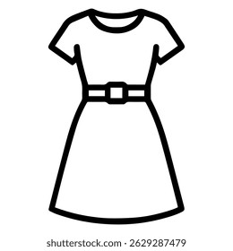 linha ícone vestido com cinto no vetor de fundo branco
Ícone de vetor roupas e sapatos