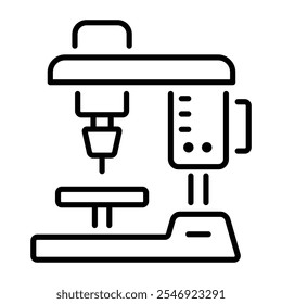 A line icon of a drill press 