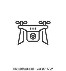 Ícone de linha de um drone com circuito de antena. Ícone vetorial de contorno simbolizando a detecção de drones de IA e voo autônomo. Ícone de tecnologia de objeto inteligente.