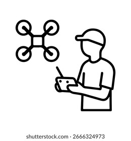 Line icon drone pilot vector on white background
Vector line icon on white background