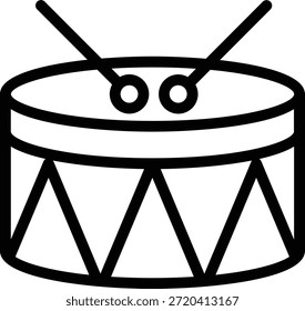 Linha ícone de tambor representando música e celebração