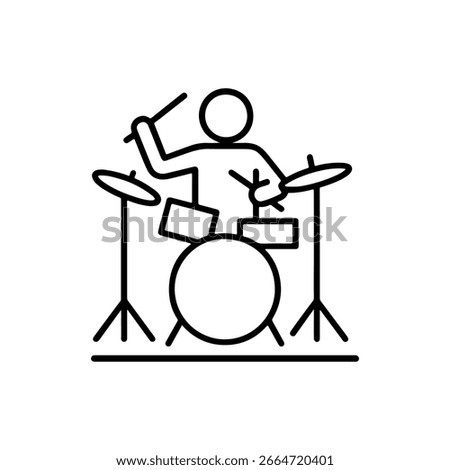 line icon drummer vector on white background
Vector line icon on white background