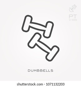 Line icon dumbbells