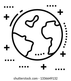 Line icon of earth 