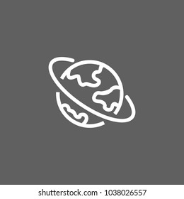 Line icon of earth with orbit. Planet, globe, international business. Astronomy concept. Can be used for topics like nature, geography, cosmos