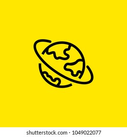 Line icon of earth with orbit. Planet, globe, international business. Astronomy concept. Can be used for topics like nature, geography, cosmos