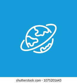 Line icon of earth with orbit. Planet, globe, international business. Astronomy concept. Can be used for topics like nature, geography, cosmos