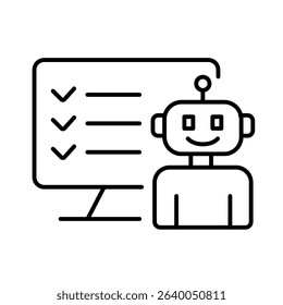 Line icon with editable stroke of AI course recommendations used in e-learning platforms and academic planning tools