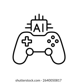 Line icon with editable stroke of AI-powered gamification for fun educational platforms and learning apps