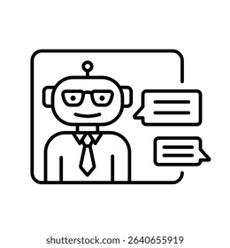 Line icon with editable stroke of chatbot dialogue assistant for student interaction and AI support