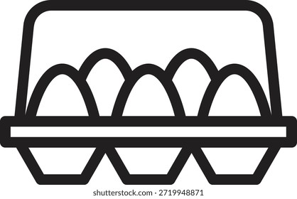 Line icon of egg carton, bold outline, cooking ingredient for pancake batter