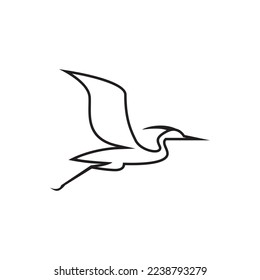 line icon egret design vector isolated on white background.