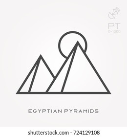 Line icon egyptian pyramids