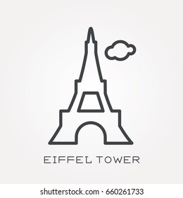 Line icon eiffel tower