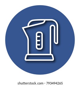 Line icon of electric kettle with shadow. EPS 10