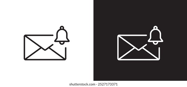 Ícone de linha de notificação de email. Notificação de mensagem. Novo email, ícone de nova mensagem, ilustração do vetor de envelope isolada no plano de fundo preto-e-branco. Eps10 AVC editável.