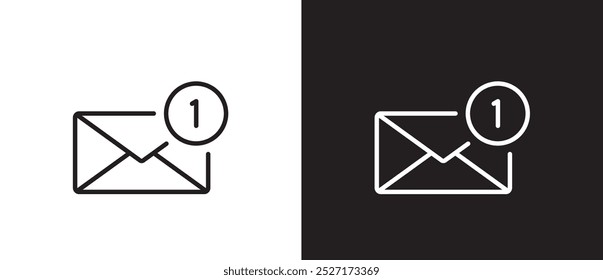 Ícone de linha do ícone de notificação por email. Novo email, ícone de nova mensagem, ilustração do vetor de envelope isolada no plano de fundo preto-e-branco. Traço editável, Eps10