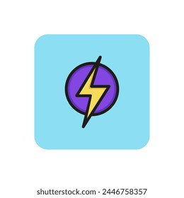 Line icon of energy symbol in circle. Lightning bolt, thunder, electricity. Energy symbol. Can be used for pictograms, web icons, dashboard symbols
