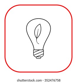 Line icon of environment friendly lightbulb with leaf inside