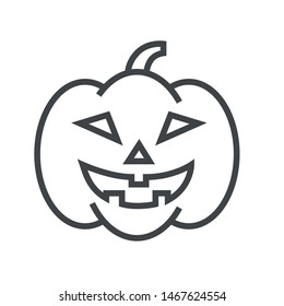 Line icon evil pumpkin. Simple vector illustration with ability to change.