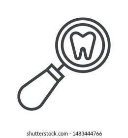 Line icon examination of tooth. Simple vector illustration with ability to change.