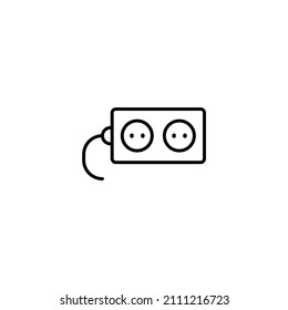 Line icon extension cable extension cord icon Multi plug power strip icon plug, wire, socket vector illustration
